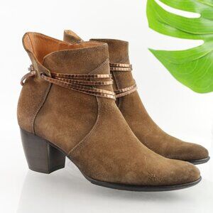 Sundance Womens Liliana Boots Size 38 7 Brown Suede Block Heel Booties France